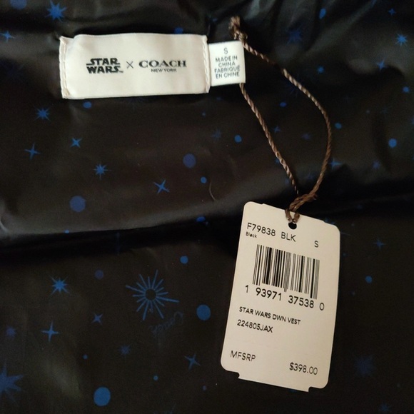 Coach x Star Wars Black Puffer Vest Rare Discontinued Limited Run Size Small - Picture 7 of 8
